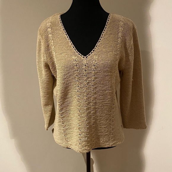 Woman Beige sweater with see trough details size L in perfect condition - Picture 2 of 6